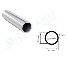 Alüminyum Boru Dış Çap 38mm  Et Kalınlık 3mm